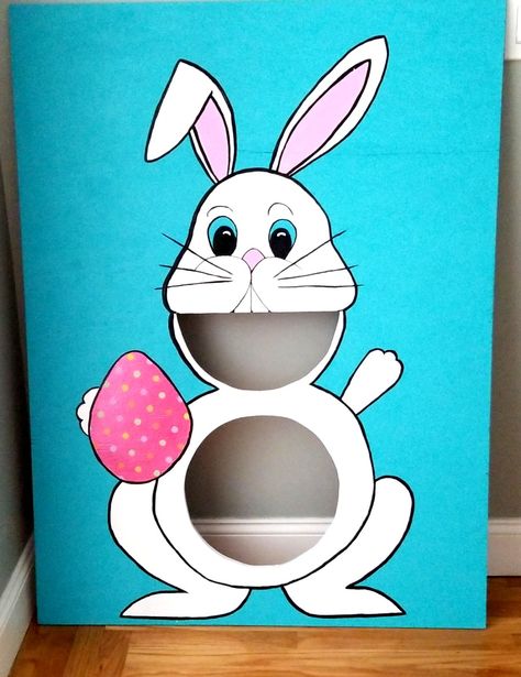 Easter Bunny beanbag toss game. #Easter Preschool Easter Games, Easter Gift Card Holder, Beanbag Toss, Woodland Party Ideas, Easter Activities For Toddlers, Made To Be A Momma, Diy Easter Bunny, Easter Games For Kids, Gift Card Holder Diy