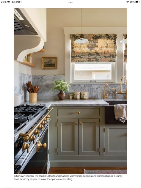 Sage Green Paint Color, Over Kitchen Sink, Sage Green Kitchen, Devol Kitchens, English Kitchens, Casually Elegant, Green Cabinets, Furniture Office, Chic Kitchen