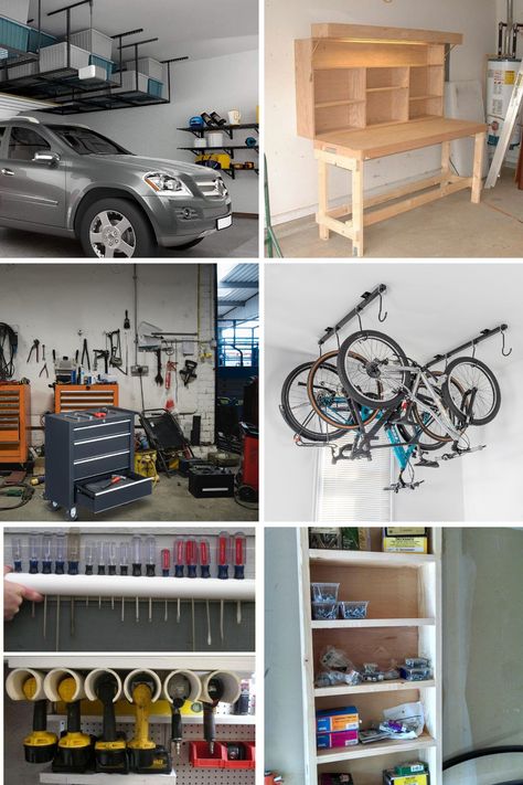 Is your garage feeling more like a storage black hole than a useful space? I totally get it! After testing countless ideas, I’ve found 12 game-changing garage space-saving solutions that transformed my own chaotic garage into a clean, organized haven. From wall-mounted shelves and overhead racks to clever DIY tool organizers and ceiling bike racks, these tips will help you reclaim every inch. Discover how to make your garage functional, tidy, and ready for any project! Diy Fishing Rod Holder, Tool Organization Diy, Diy Fishing Rod, Overhead Storage Rack, Space Saving Ideas, Small Parts Organizer, Small Garage, Sliding Shelves, Garage Organize