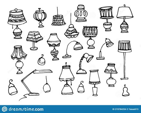 Lamp Doodle Drawings, Cute Lamp Drawing, Lamp Sketch Drawings, How To Draw A Lamp, Doodle Lamp, Lamp Tattoo Design, Lampshade Drawing, Lamp Design Drawing, Lamp Doodle