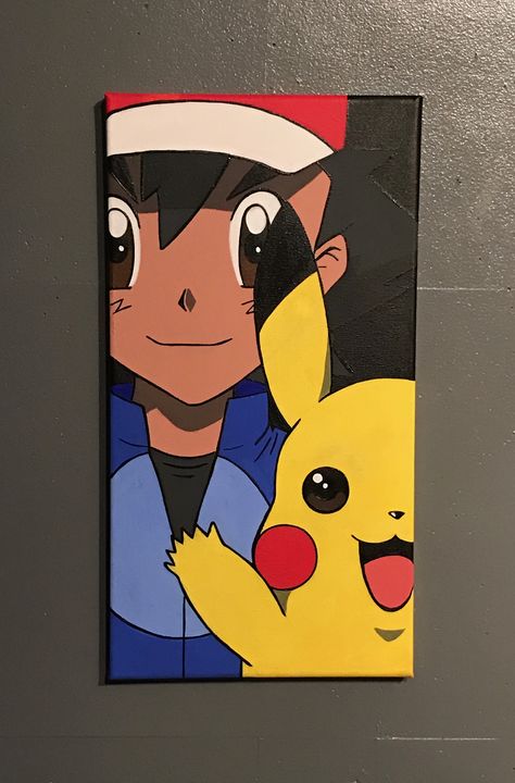 Pokemon Painting, Disney Canvas Art, Disney Canvas, Paint Parties, 얼굴 그리기, Cute Canvas Paintings, Anime Canvas Art, Soyut Sanat Tabloları, Cartoon Painting