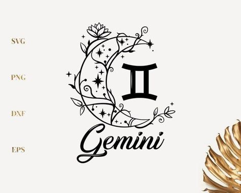 Gemini Inspired Tattoos For Women, Gemini Goddess Tattoo, Gemini Tattoo For Women, Gemini Inspired Tattoos, Gemini Sign Tattoo, Gemini Flower, Gemini Svg, Gemini Tattoos, Zodiac Leo Art