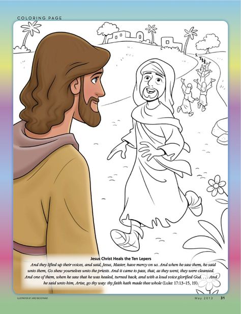 Jesus Christ heals the 10 leapers Jesus Healing, Toddler Bible, Sunday School Projects, Sunday School Coloring Pages, Bible Story Crafts, Bible Stories For Kids, Jesus Heals, Bible Coloring Pages, Bible Activities