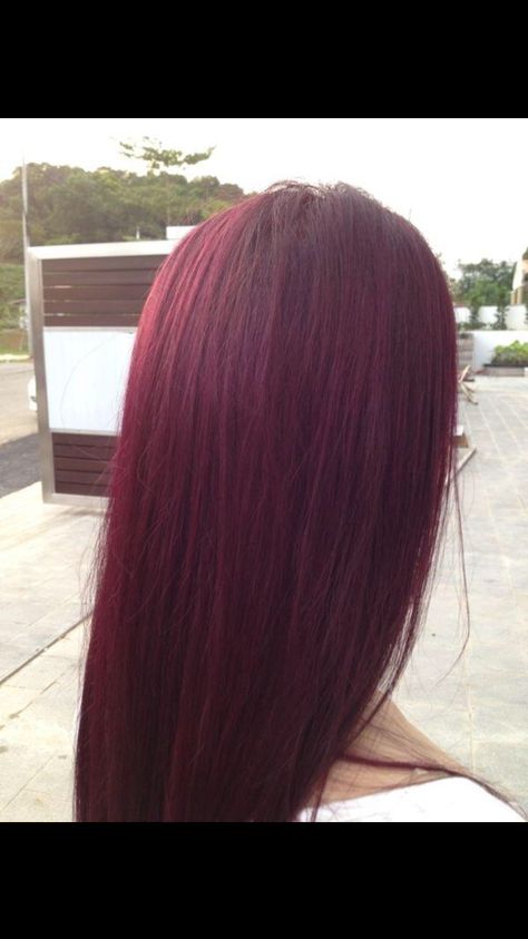 Red-violet ❤️ 4vr Hair Color, Purplish Red Hair, Violet Red Hair Color, Red Hair No Bleach, Violet Red Hair, Red Violet Hair Color, Purple Black Hair, Red Violet Hair, Violet Hair Colors