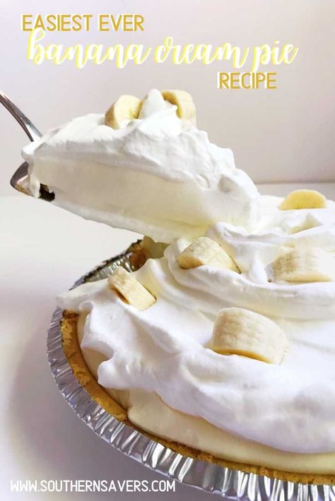 Banana Cream Pie Recipe With Pudding And Cool Whip, Simple Banana Cream Pie, Easy No Bake Banana Cream Pie, Easy Banana Cream Pie With Pudding, Banana Creme Pie Recipe Easy, Banana Cream Pie Filling, Banana Cream Pie Recipes, Bannana Cream Pie, Pie With Vanilla Pudding