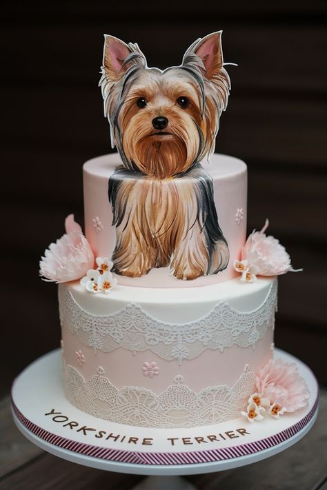 Chic Yorkshire Terrier Birthday Cakes That Will Turn Heads Puppy Cakes, 70th Birthday Cake, Puppy Cake, Dog Birthday Cake, Dog Cake, Pet Treats, Dog Birthday, 70th Birthday, Animal Birthday