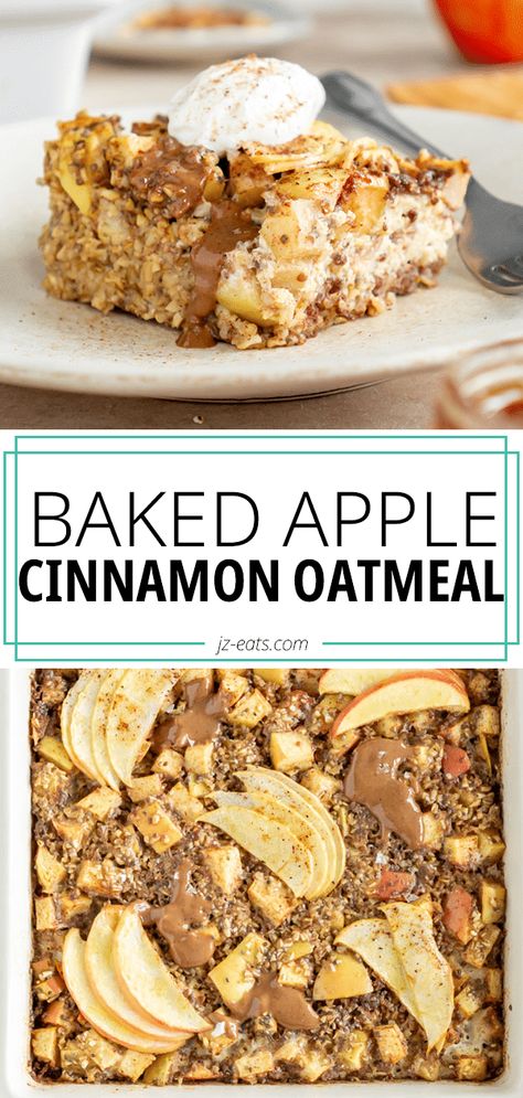 a slice of apple cinnamon oatmeal on a plate Apple Chai Baked Oatmeal, Hearty Meals For Cold Weather, Apple Sauce Baked Oatmeal, Baked Oatmeal With Quick Oats, Homemade Oatmeal Recipes, Apple Baked Oatmeal Recipes, Baked Oatmeal Apple Cinnamon, Breakfast Recipes With Apples, Baked Apple Oatmeal Recipes