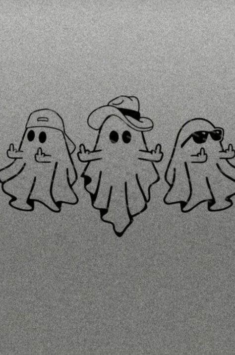 Simple Above Knee Tattoos Women, Three Ghosts Tattoo, Pair Tattoos Friends Aesthetic, Friendship Tattoos For Three, Ghost Friend Tattoos, 3 Friendship Tattoos, Matching Tattoos For Groups, Matching Animal Tattoos, Ghost Tattoos Simple