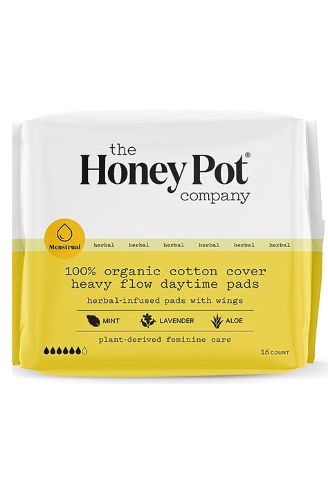 The Honey Pot Company, Honey Pot Pads, Sanitary Pad Packaging, Organic Pads, The Honey Pot, Feminine Products, Period Pads, Aloe Plant, Sanitary Pads