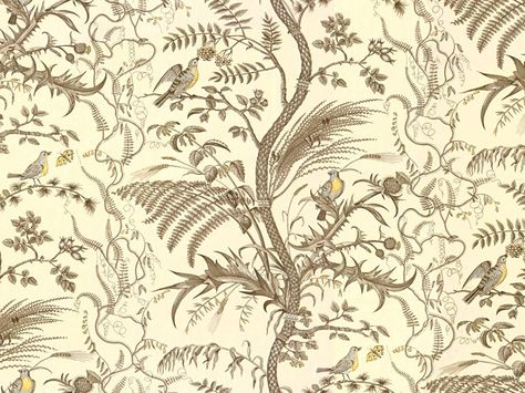 Brunschwig & Fils BIRD AND THISTLE COTTON PRINT GRAY BR-79431.11 Bird And Thistle Wallpaper, Bird And Thistle, Thistle Wallpaper, Interior Design Jobs, Aqua Wallpaper, Interior Design Work, Toile Fabric, Wallpaper Size, Fabric Houses