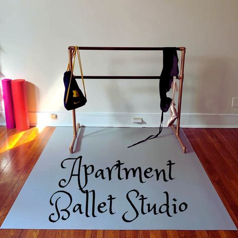 How to build yourself a ballet studio in your rented space. Totally portable and easily removable. Home Dance Studio Ideas, Diy Ballet Barre, Home Ballet Studio, Shower Pan Liner, Home Dance Studio, Ballet Studio, Build Yourself, Home Dance, Ballet Barre