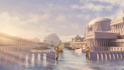 Empire House, Sci Fi Tank, New Palace, X Male Reader, Neoclassical Architecture, Classical Antiquity, Roman Architecture, Alien Worlds, Fantasy City