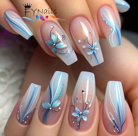 Acrylic Nail Designs Classy, Elegant Touch Nails, Fancy Nails Designs, Beauty Nails Design, Stylish Nails Designs, Pretty Nail Art Designs, Nail Design Ideas, Wedding Nails Design, Sparkle Nails