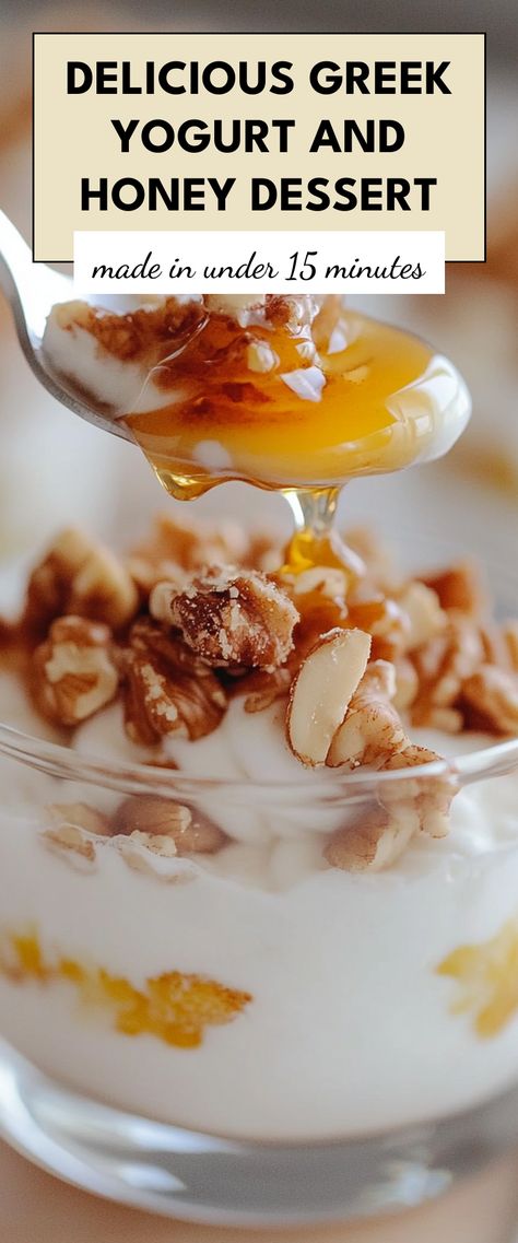 Image for Delicious Greek Yogurt and Honey Dessert Greek Yogurt With Honey, Greek Yogurt Dessert Healthy, Healthy Greek Yogurt Recipes, Plain Greek Yogurt Recipes, Greek Yogurt Recipes Healthy, Greek Yogurt And Honey, Yogurt Dessert Recipes, Greek Yogurt Dessert, Honey Dessert