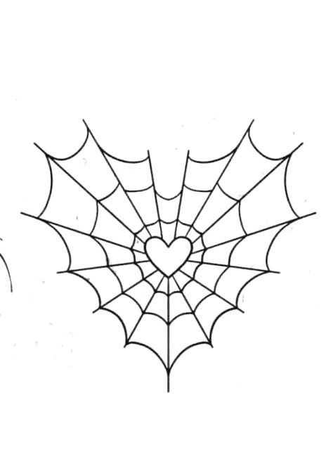 Heart With Spider Web, Spider Web Coloring Pages, How To Draw Spider Web, Spiderweb Outline, Heart Shaped Spider Web Tattoo, Spiderweb Drawings, Simple Spider Drawing, Heart Cobweb, Heart Web Tattoo