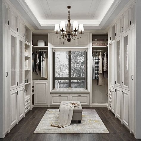 European Closets Design, French Walk In Closet, Dressroom Ideas, Dressroom Interior, Master Dressing Room, Walk In Closet Inspiration, A Walk In Closet, Master Closet Design, Dressing Room Decor