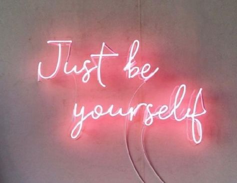 Be Yourself Aesthetic, Yourself Aesthetic, Pink Neon Sign, Neon Quotes, Neon Words, Pink Tumblr Aesthetic, Neon Decor, Baby Pink Aesthetic, Pink Quotes