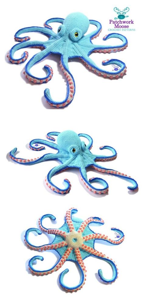 8 Giant Octopus Crochet Pattern Free & Paid - Page 2 of 2 Giant Octopus Crochet Pattern, Giant Octopus Crochet, Octopus Crochet Pattern Free, Sewn Animals, Ocean Crochet, Crochet Fish Patterns, Reef Pattern, Crochet Sea Creatures, Giant Octopus