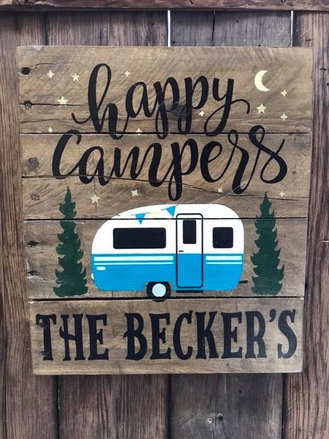 10 Personalized Camping Sign Ideas for Inspiration Tenting Hacks, Campfire Signs, Camping Signs Diy, Camping Signs Personalized, Happy Camper Sign, Campsite Signs, Camper Art, Camper Signs, Camping Svg