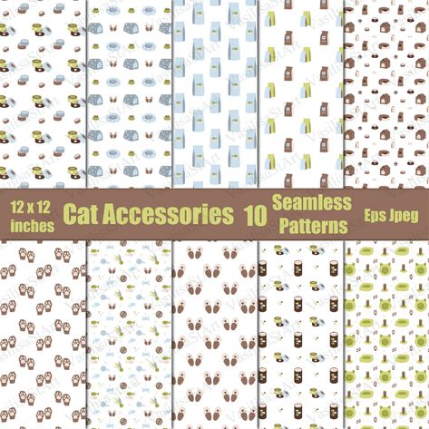 Cat Accessories Hand Drawn Clipart, Pet Supplies Vector Clipart, Cat Supplies Seamless Patterns, Kawaii Kittens Pet Toys, Pet Beds, Pet Food - Etsy Kazakhstan