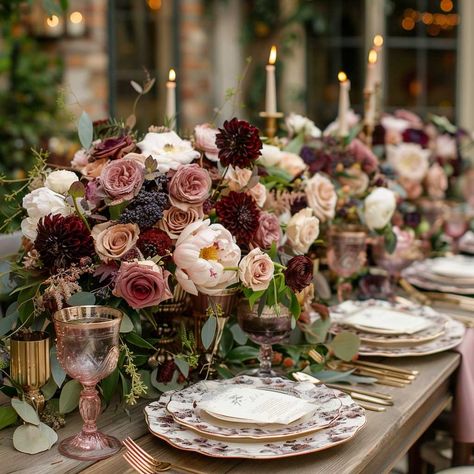 4 Burgundy Wedding Theme Tips for a Stylish Celebration ��• 333+ Inspiring Lifestyle Ideas Maroon Flowers Centerpieces, Pink Aesthetic Wedding Theme, Purple Burgundy Wedding, Maroon Floral Arrangements, Wine Colored Flowers, Burgundy And Pink Wedding Theme, Blush And Burgundy Wedding Table Setting, Maroon And Mauve Wedding, Burgundy Wedding Theme Ideas