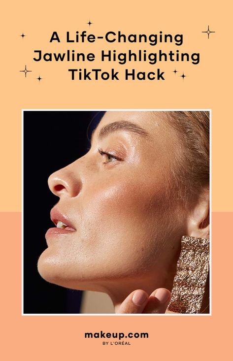 Beauty Hack for a Defined Jawline Define Jawline Makeup, Defined Jawline, Makeup Basics, Makeup Counter, How To Apply Blush, Basic Makeup, Highlighter Makeup, Contouring And Highlighting, Glam Makeup