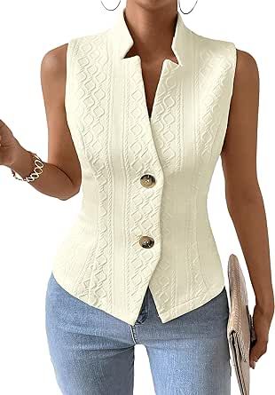 Plus Size French Style, Casual Suit Women, Vest Outfits For Women, Vest Style Women, Plain Vest, Petite Blazer, Sleeveless Sweater Vest, Moda Chic, Sweater Vest Women