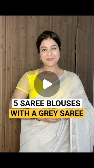 Grey Saree Look, Blouse Colour, Grey Saree, Contrast Blouse, Saree Look, Saree Blouse, Color Options, Looks Great, Gray Color