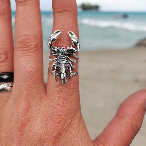 Ring "Scorpio" A realistic scorpion will become your companion in any situation. Unisex ring. Sterling Silver. Handmade. Worldwide delivery. Order via direct or official website, link in profile header #handmade #jewelry #jewellery #silverjewelry #silver #montenegro #usa #europe Scorpio Ring, Scorpio Jewelry, The Scorpio, Symbol Of Protection, Handmade Sterling Silver Rings, Double Ring, Unisex Ring, Handmade Sterling Silver, Ancient Egypt