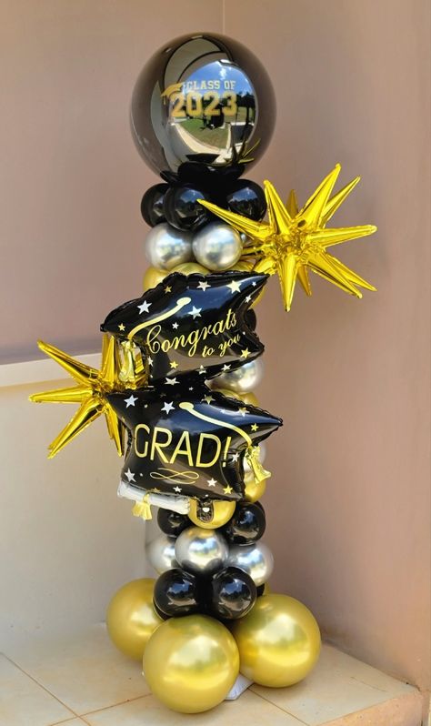 2023 Graduation Balloon Column Graduation Balloon Column, Congratulations On Your Promotion, Congratulations Balloons, Column Ideas, Balloon Centerpiece, Graduation Balloons, 2023 Graduation, Balloon Arrangements, Column Design