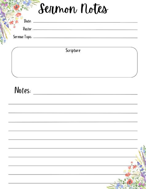 Church Notes Template, Sermon Notes Template, Bible Journaling Templates, Bible Journaling Pages, Notes Bible, Church Notes, Bible Study Template, Advent Ideas, Note Ideas