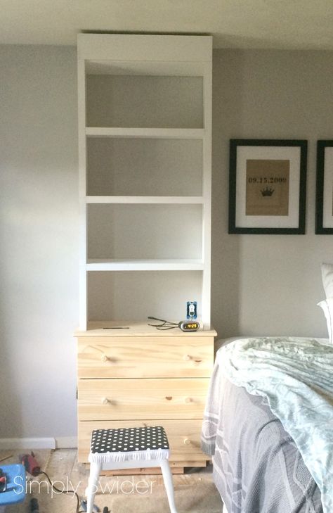 Ikea Small Bedroom, Ikea Bedroom Storage, Ikea Hack Bedroom, Ikea Built In, Bedroom Built Ins, Bedroom Hacks, Ikea Bedroom, Ikea Furniture Hacks, Bedroom Remodel