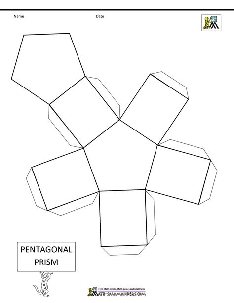 3d Nets Printable, 3d Shape Templates, Prism Template, Sphere Template, Pentagonal Prism, 3d Shapes Nets, Shapes Printable, Printable Shapes, Number Chart