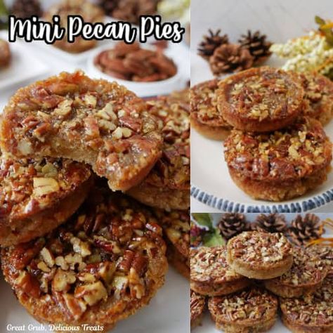 Mini Pecan Pies are a delicious classic pecan pie recipe made with a buttery shortbread crust and the classic pecan pie filling, and they are in individual servings. Mini Pecan Pies Graham Cracker Crust, Pecan Pie For Two, Pecan Pie Bites Easy, Mini Pecan Pies In A Muffin Tin, Individual Pecan Pies, Classic Pecan Pie Recipe, Mini Pecan Pie Recipes, Mini Pecan Pie, Christmas Dessert Menu