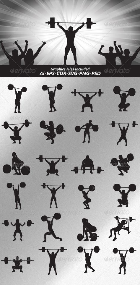 Weightlifter Silhouettes - Sports/Activity Conceptual Powerlifting Tattoo, Weightlifting Tattoo, Tank Top Male, Crossfit Wallpaper, Tattoo Ideas Women, Silhouette Sport, Men Bodybuilding, Stringer Tank Top, Gym Art