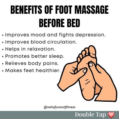 Nehafun&fitness🤸‍♂️🧘‍♀️ on Instagram: "BENEFITS OF FOOT MASSAGE BEFORE BED. Follow 👉🏽 @nehafunandfitness for more tips . Do like ❤ 👍 and tag ur friends 🙋‍♀️ . . Comment below 👇🏽 if you have any questions . #footmessage #footmessager #footmessages #footmessageathome" Ankle Massage, Therapy Techniques, Massage Therapy Techniques, Body Pain, Improve Mood, Improve Blood Circulation, Foot Massage, Before Bed, Blood Circulation