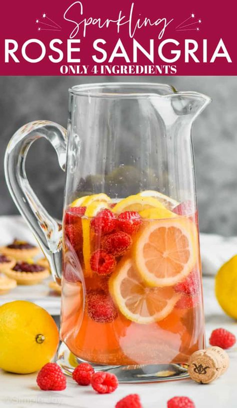 Rose Sangria Recipes Summer, Sparkling Rose Sangria, Rose Sangria Recipes Easy, Blush Sangria Recipe, Sparkling Sangria Recipes, Rose Sangria Recipes, Champagne Sangria, Rosé Sangria, Summer Sangria Recipes