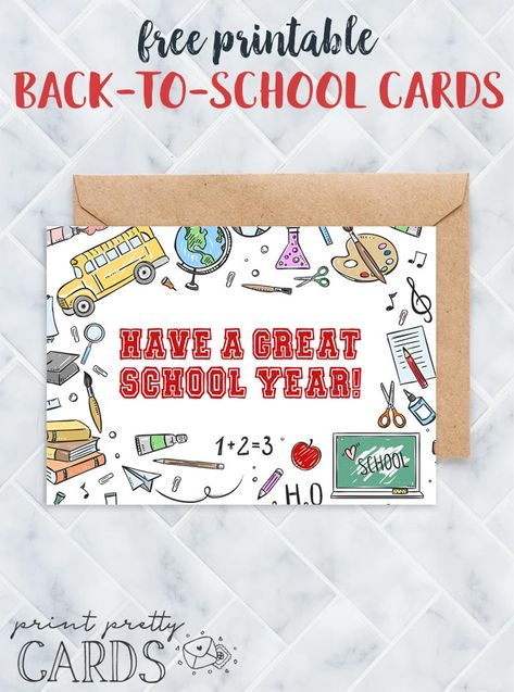 Free Printable Back to School Cards in Two Fun Designs | Instant Downloads Welcome Back To School Cards, Back To School Greeting Cards, Free Back To School Printables, Back To School Cards, Free School Printables, Back To School Printables, Back To School Funny, Free Printable Cards, Welcome Card