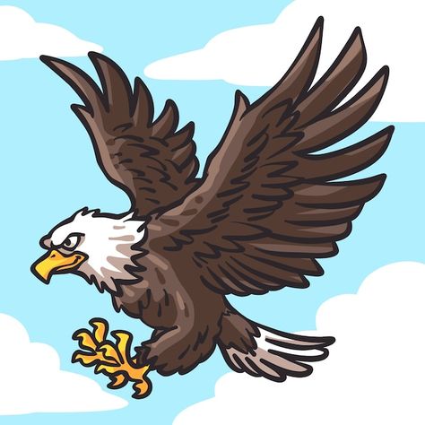 Free vector hand drawn cartoon hawk ill... | Free Vector #Freepik #freevector Hawk Cartoon, Hawk Illustration, Eagle Drawing Easy, Hawk Drawing, Cartoon Eagle, Eagle Cartoon, Fly Drawing, Eagle Drawing, Positive Quotes For Work