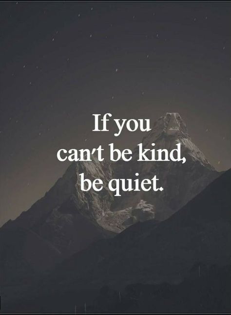 Quotes If you can't be kind, be quiet. Be Quiet Quotes, Quiet Quotes, Quality Quotes, Be Quiet, Quotable Quotes, May 21, Good Thoughts, Be Kind, Great Quotes