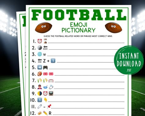 VanillaMintPrints - Etsy Super Bowl Sunday Games, Super Bowl Party Games, Football Activities, Football Party Games, Football Hits, Superbowl Party Games, Football Activity, Party Games Printable, Theme Nights