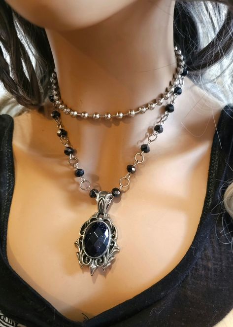 Aesthetic Choker, Goth Choker Necklaces, Goth Pendant, Layered Beaded Necklace, Warrior Necklace, Goth Choker, Layered Beaded Necklaces, Goth Glam, Goth Necklace