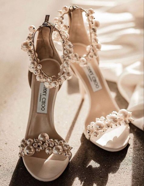 Click here to buy Pearl Wedding Shoes, Pearl Shoes, White Wedding Shoes, Jimmy Choo Heels, Bridal Heels, Wedding Shoes Heels, Fancy Shoes, Shoe Inspiration, Wedding Sandals