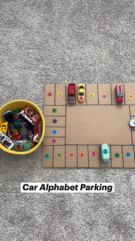 Car Alphabet, Baby Learning Activities, Motor Skills Activities, Alphabet Activities Preschool, Preschool Art Activities, Teaching Preschool, Toddler Learning Activities, Learning Letters, Preschool Learning Activities