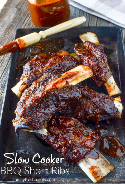 Slow Cooker BBQ Short Ribs - Family Fresh Meals Short Ribs Crock Pot, Slow Cooker Ribs Recipe, Bbq Beef Short Ribs, Bbq Short Ribs, Beef Back Ribs, Short Ribs Slow Cooker, Beef Ribs Recipe, Crockpot Ribs, Beef Short Rib Recipes