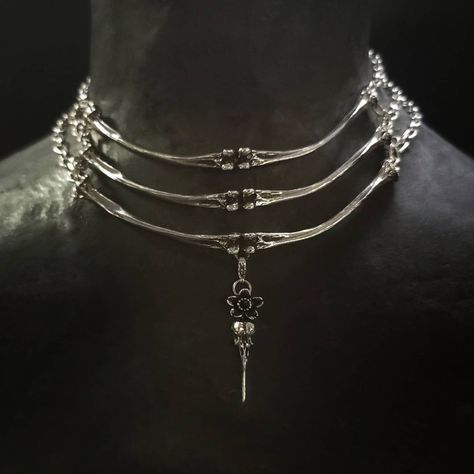 Bone Chokers With Interchangeable Pendants. Bone Choker. Bone Jewelry - Etsy Owl Claws, Hummingbird Skull, Bone Choker, Snake Bones, Inverted Pentagram, Bone Jewelry, Snake Jewelry, Family Jewels, Fantasy Adventure