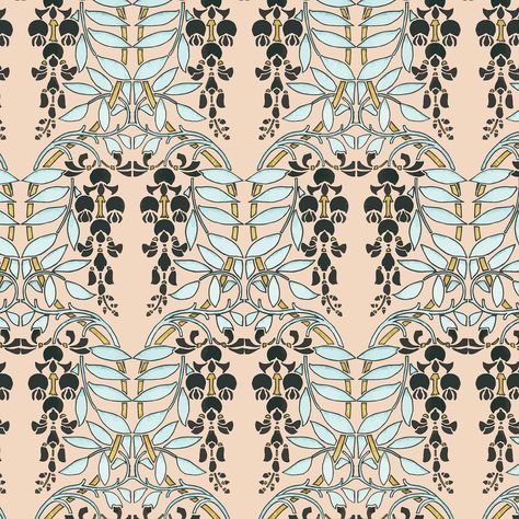 Art nouveau wisteria flower pattern design resource | premium image by rawpixel.com / katie Wisteria Pattern, Wisteria Flower, Art Nouveau Pattern, Art Nouveau Flowers, Flower Pattern Design, Deco Vintage, Free Illustrations, Texture Design, Wisteria