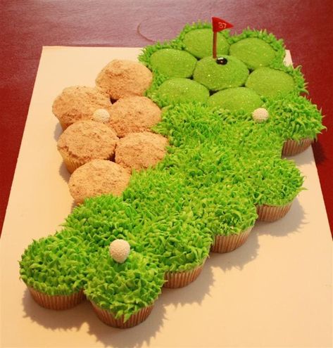 Golf Themed Cakes, Golf Cupcakes, Camo Wedding Cakes, Dragon Cakes, Pull Apart Cake, Golf Cake, Golf Birthday Party, Cupcake Tutorial, Cake Wrecks