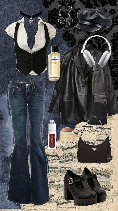 #outfitinspo #vibes #vintage #outfit #fashion #fashioninspo #style #styleboard #clothes #aesthetic #vintagecollage #blackaesthetic #grunge #styleinspo Work Y2k Outfits, Glaive Concert Outfit, Y2k Grunge Fall Outfits, 2000 Clothing Style, Old Money Grunge Aesthetic, Fall Outfits Rockstar Gf, Dark Mysterious Aesthetic Outfits, Grunge Y2k Aesthetic Outfits, Paris Night Outfit Parisian Chic