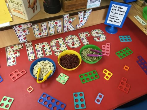 Jack and the Beanstalk funky fingers. Using tweezers to put beans in the numicon shapes. Jack And The Beanstalk Eyfs Activities, Finger Gym Activities Eyfs, Funky Fingers Year 1, Funky Fingers Activities, Funky Fingers Eyfs, Jack And The Beanstalk Eyfs, Funky Fingers Eyfs Motor Skills, Fine Motor Continuous Provision, Shape Continuous Provision